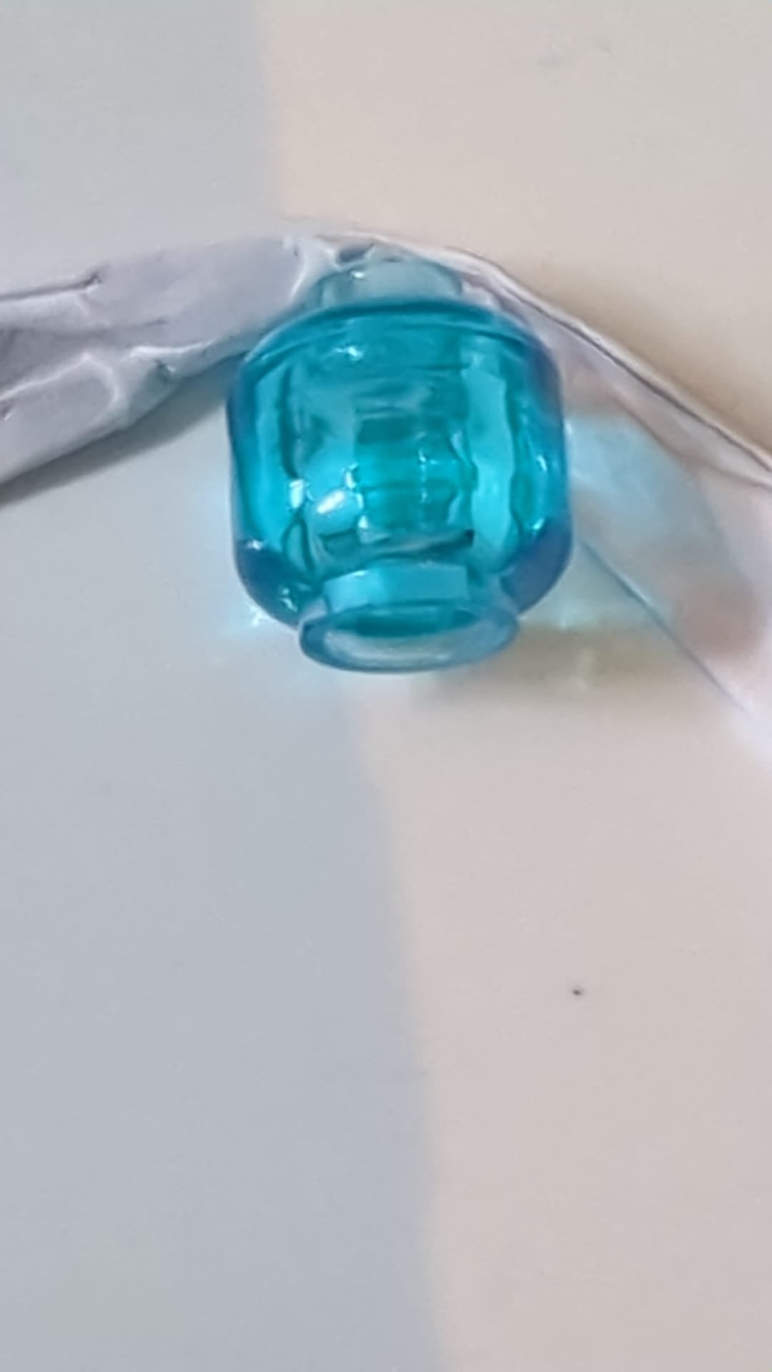 Minifigur Kopf "einfach" (ohne Gesicht) transparent hellblau azur