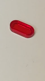 NEU 1 x 2 Fliese rund oval transparent rot