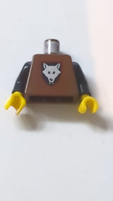 Torso: Burg-Wolfsrudel-Muster / Schwarze Arme / Gelbe Hände altbraun