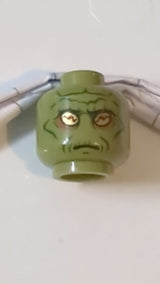 Minifigur, Kopf eines Aliens mit grünem Faltenmuster eines SW-Neimoidianischen Kriegers olivgrün