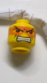 Minifigur, Kopf doppelseitig Exo-Force braune Augen mit orangefarbener Maske, Mund geschlossen / Zähnemuster "Hikaru" gelb