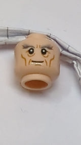 Minifigur, Kopf doppelseitig, Herr der Ringe Gandalf, dicke graue Augenbrauen, lächelndes/wütendes Muster hellnougat (fleischfarben)
