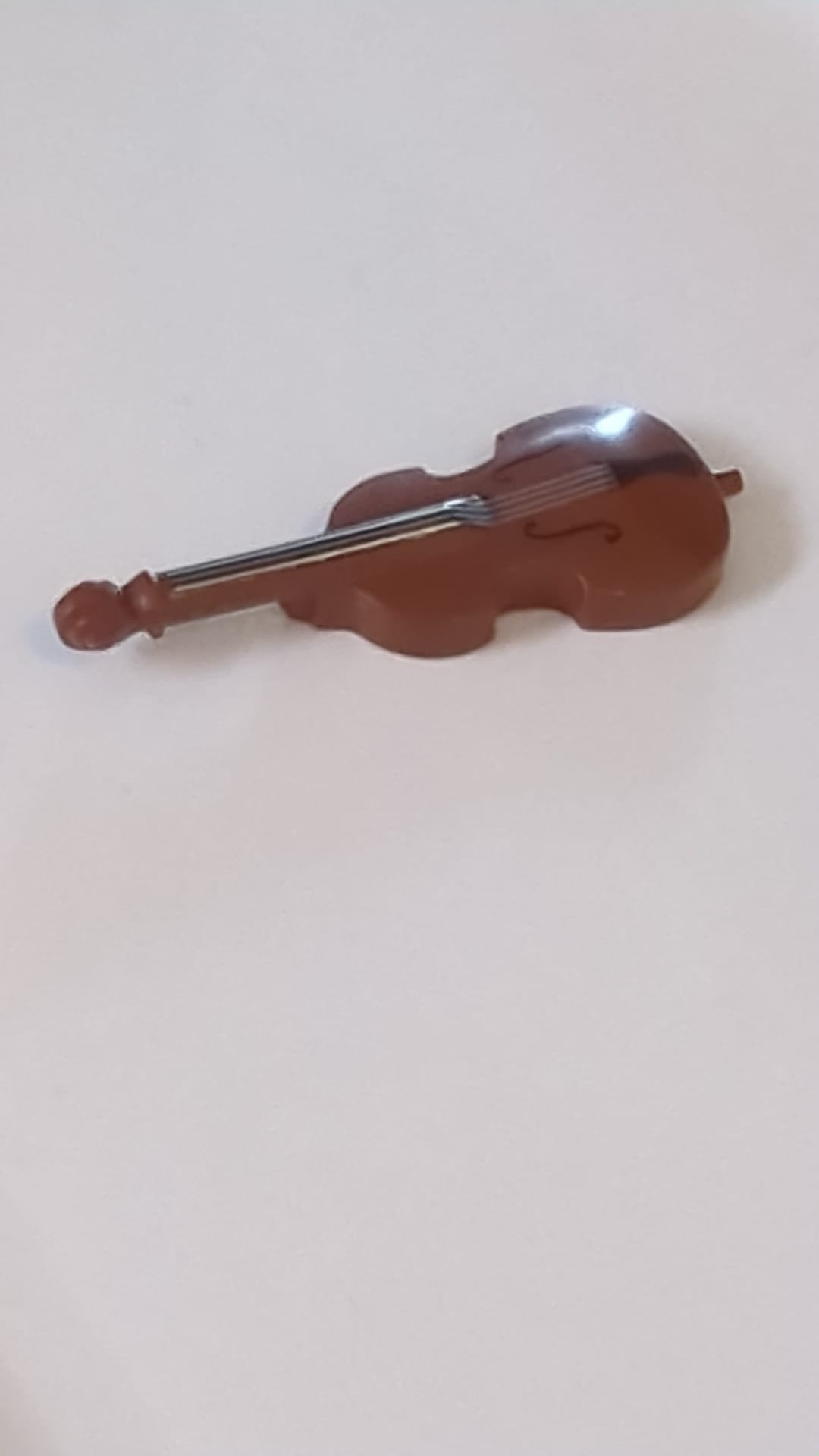 NEU Minifigur, Zubehör Musikinstrument, Kontrabass mit schwarzem Hals, Saitenhalter, F-Löchern und silbernem Saitenmuster neubraun
