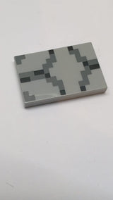 2x3 Fliese mit pixeligem schwarzen und dunkelblaugrauen Muster neuhellgrau