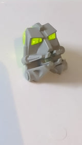 3x4x1 2/3 Bionicle Kopf-Verbindungsblock 3 x 4 x 1 2/3 mit transparent-neongrünem Augen-/Gehirn-Stab (32553 / 32554) althellgrau