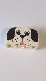 4x2x2 Schräge, gebogene Doppel-Gitterplatte mit 4 Noppen und Hundekopf-Muster weiß