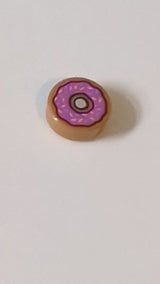 1x1 Fliese, rund Donut-Motiv mit leuchtend rosa Glasur sowie Streuseln in Dunkelazur und Dunkelrosa nougat (medium)