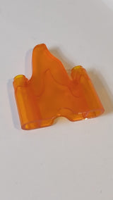 1x4 Flamme geschwungen mit 2 Noppen an den Enden "Flame, Rock" transparent orange