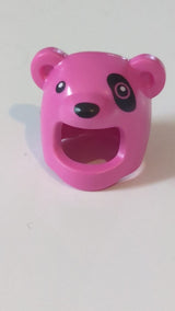 NEU Minifigur, Kopfbedeckung, Eisbären-Kostüm mit schwarzer Nase sowie Augen- und Augenklappen-Aufdruck (BAM)  knallpink