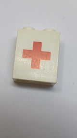 1x2x2 Paneel - Massive Ständer mit rotem Kreuzmuster weiß