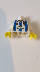 Torso Soccer Octan Logo und hellblaues Streifenmuster / Weiße Arme / Gelbe Hände weiß