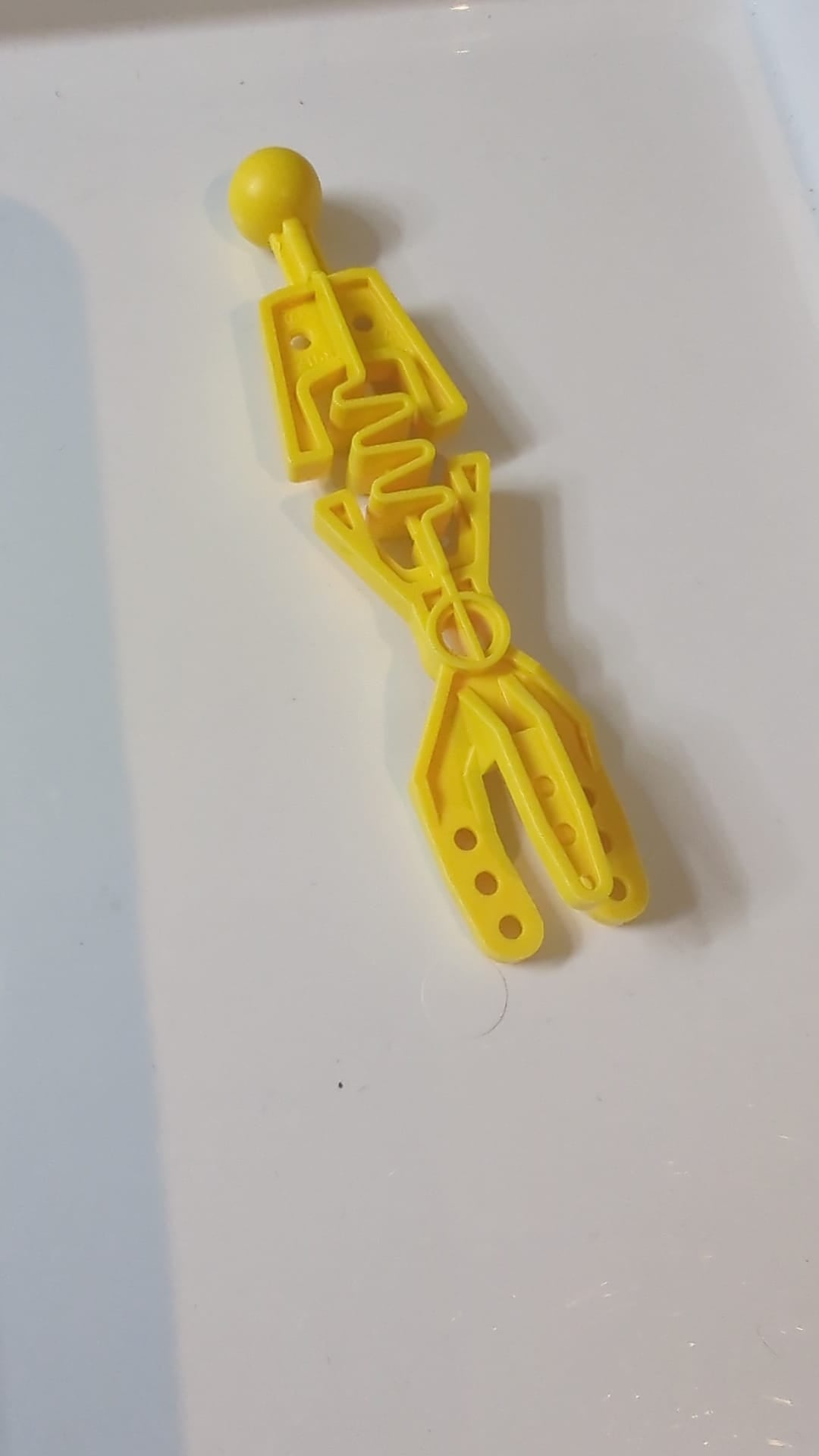 Technic Throwbot Arm gegabelt mit flexiblem Mittelteil und Kugelgelenk gelb