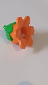 NEU Minifigur, Kopfbedeckung, Kostüm-Blume mit geformtem Muster (hellgrüne Knospe) orange