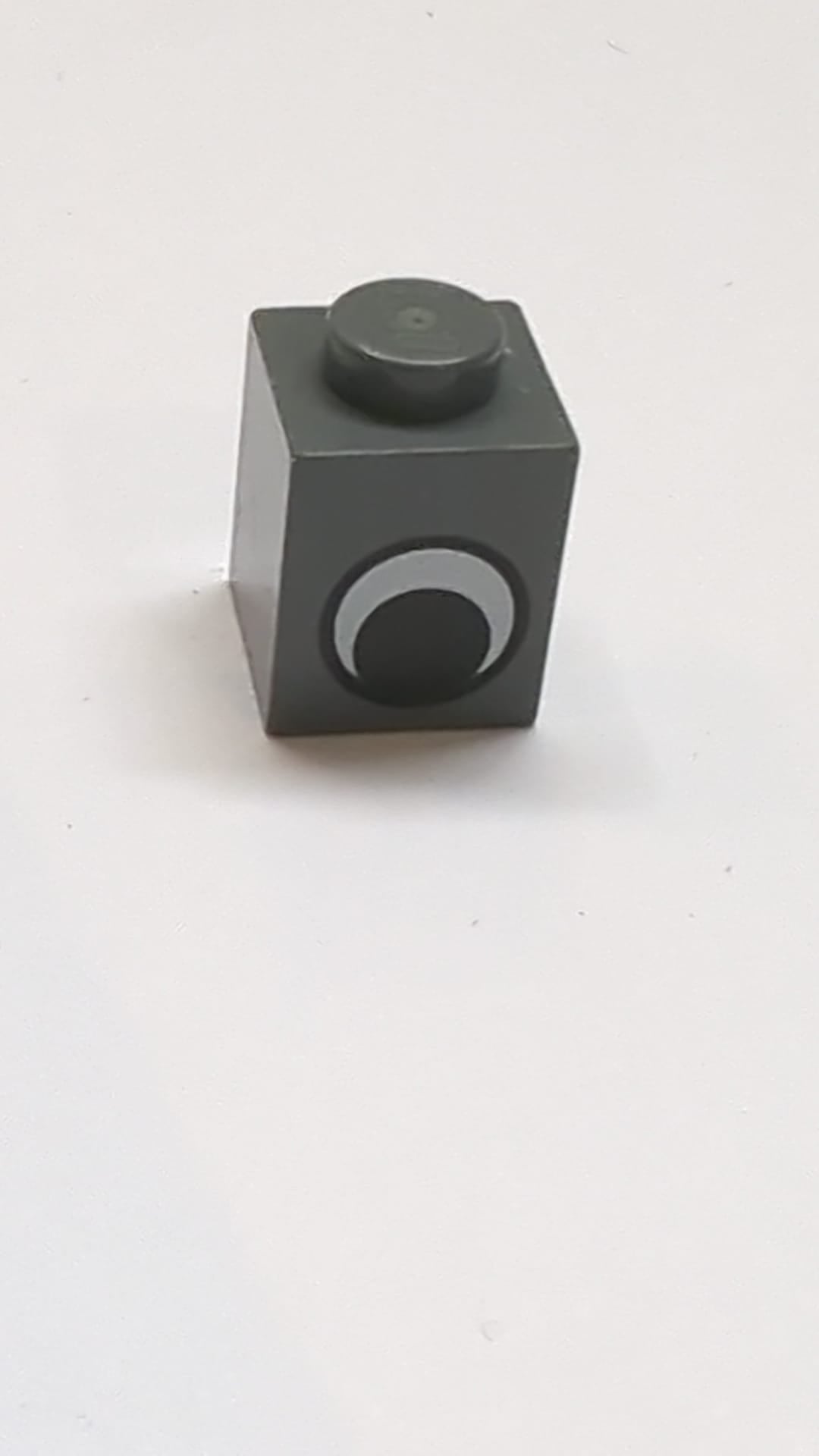 1x1 Stein mit schwarz-weißem Augenmuster ohne Pupille neudunkelgrau