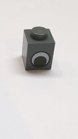 1x1 Stein mit schwarz-weißem Augenmuster ohne Pupille neudunkelgrau