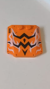 4x4x2/3 Keil Dreifach gebogen mit schwarz-weißem Blitzmuster orange