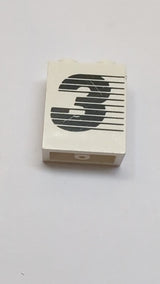 1x2x2 Paneel – Massive Stäbe mit schwarzem Nummer-3- und Linienmuster weiß