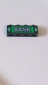 1x4 Stein mit Bank- und Dollarzeichen-Muster schwarz