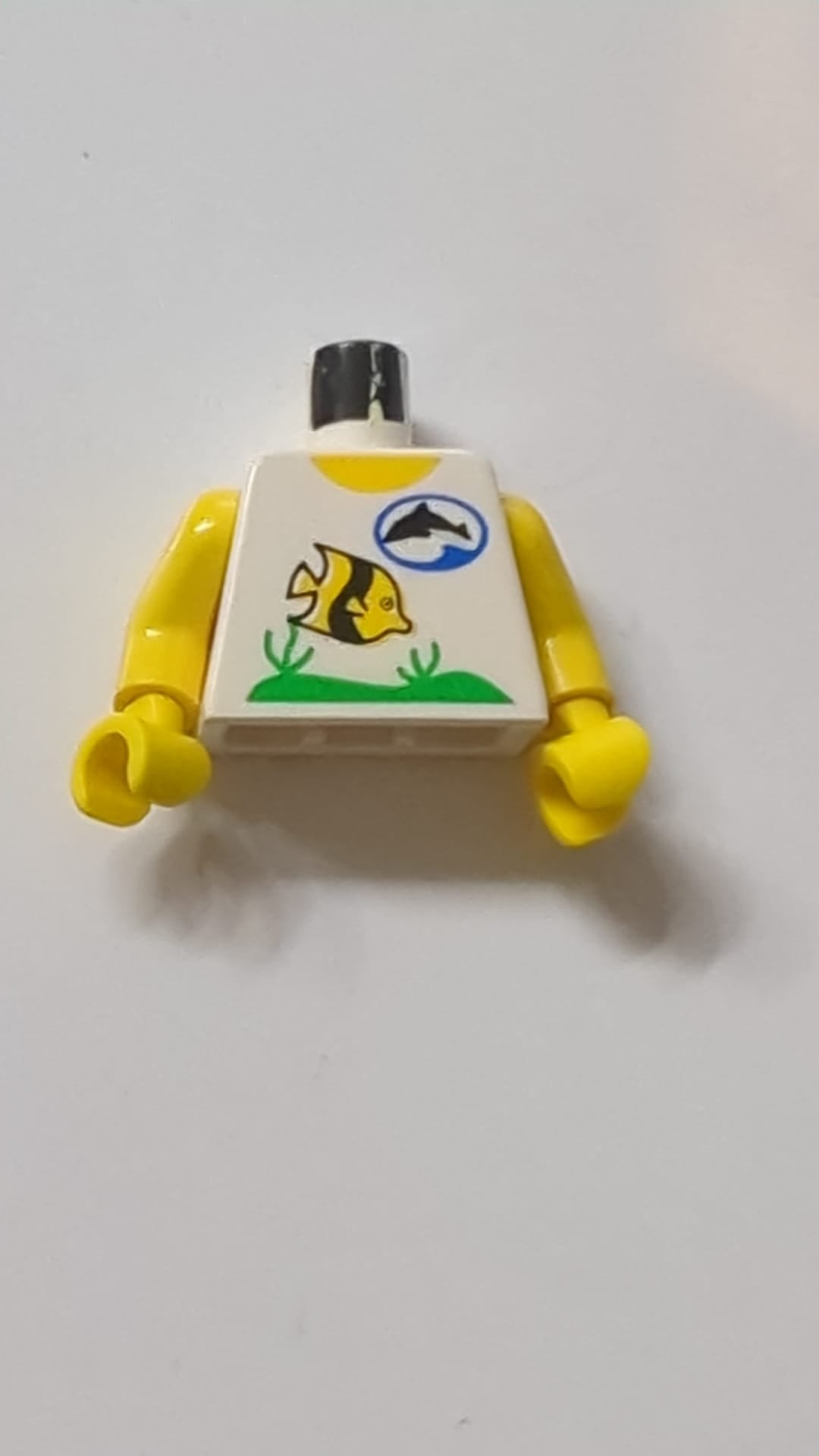 Torso Divers Delfin-Logo und Fischmuster / Gelbe Arme / Gelbe Hände weiß