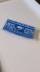 6x3 Fahrzeug, Spoiler / Pflugschild mit Scharnier mit Eisplaneten- und mechanischem Muster blau