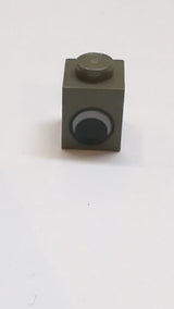 1x1 Stein mit schwarz-weißem Augenmuster ohne Pupille altdunkelgrau