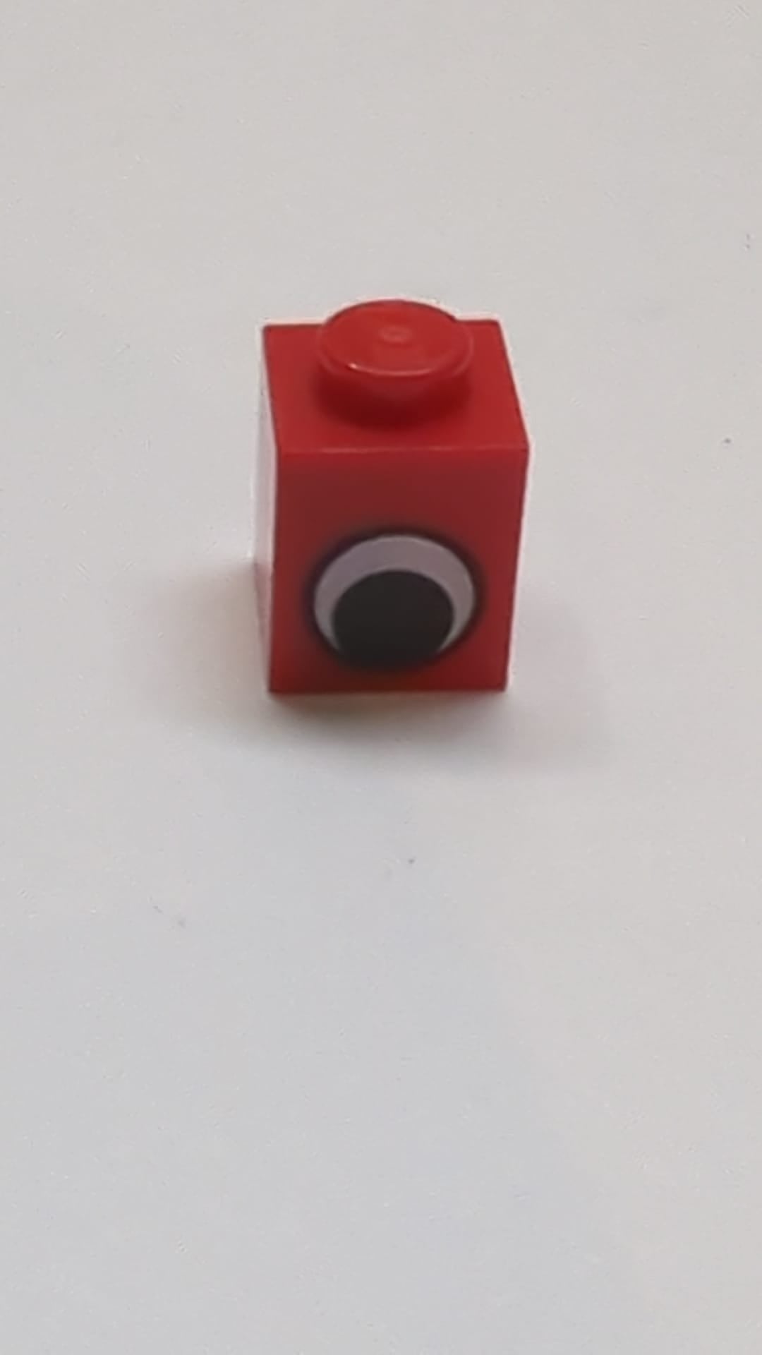 1x1 Stein mit schwarz-weißem Augenmuster ohne Pupille rot