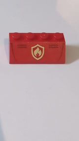 2x4 Dachstein 45°  mit Feuerlogo und Stoßstangenlinienmuster rot