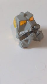 Bionicle Kopf-Verbindungsstein 3 x 4 x 1 2/3 mit transparent-neongelbem Augen-/Gehirn-Stab (32553 / 32554) althellgrau