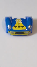 3x4x1 2/3 Fahrzeug, Kotflügel  Gebogene Kotflügel mit Scheinwerfern, Kühlergrill, gelber Stoßfänger, „112“ und Ferrari-Logo-Muster „Aufkleber“ – Set 40192 blau