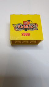 2x4x3 Stein mit LEGO Fabrik 2008 Muster A gelb
