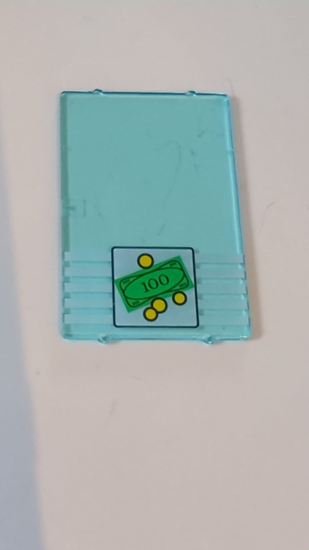 1x4x5 Fensterglas mit Bankgeld-100-Schein- und 4-Münzen-Muster transparent hellblau