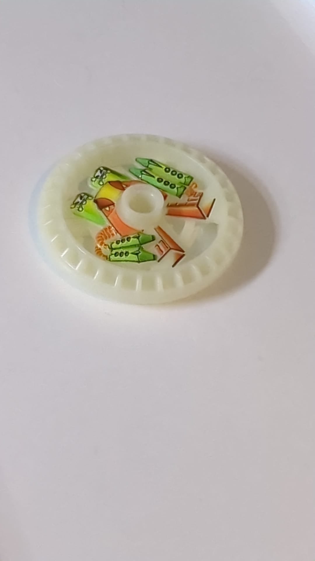 5x5 Technik Disk – RoboRider-Talisman-Rad, Giftgrün mit Robotermuster Fluoreszierend