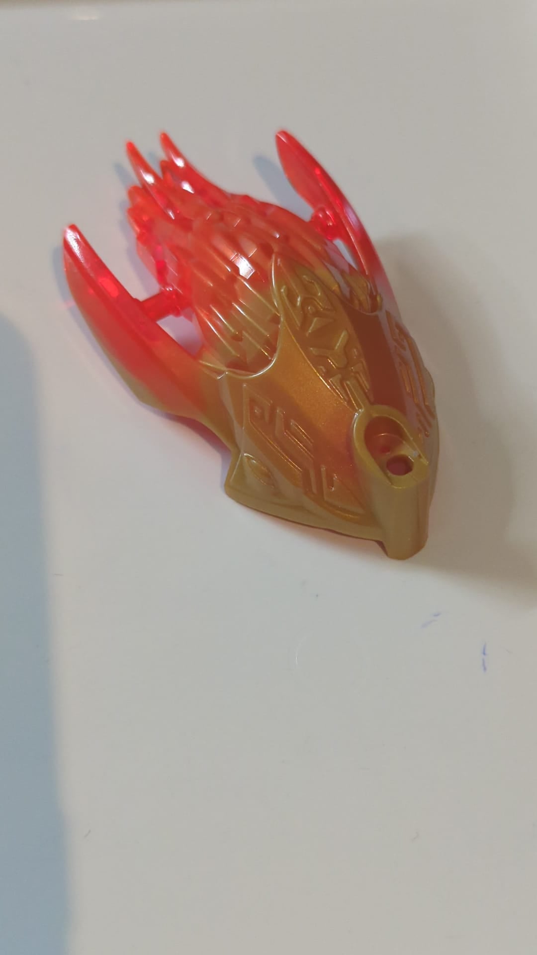 Bionicle-Kreaturenkopf/-maske mit marmoriertem Muster in Trans-Neon-Orange pearlgold