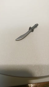 NEU Minifigur, Waffenschwert, gebogene Klinge mit Säbel/Dao und Griff mit Stangenende pearlsilber