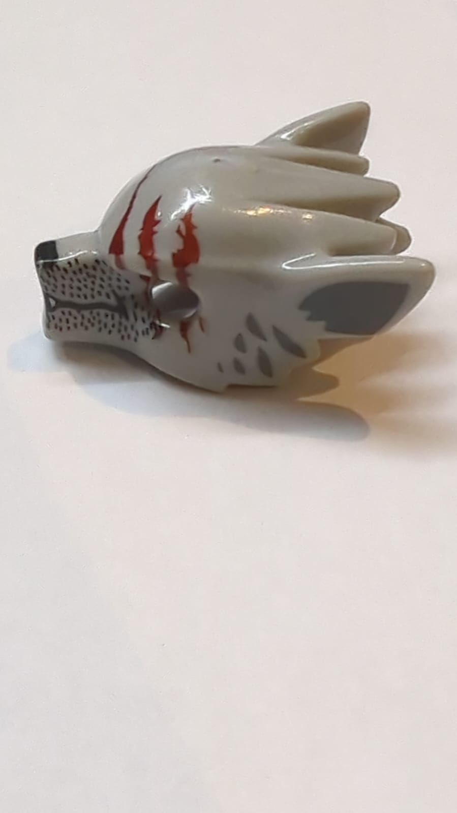 Minifigure, Headgear Mask Wolf with Fangs, Stubble and Three Dark Red Gashes Pattern