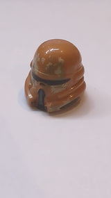 Minifigur, Helm SW Airborne Klontruppler mit Tarnmuster in Hellbraun und Dunkelbraun, nougat