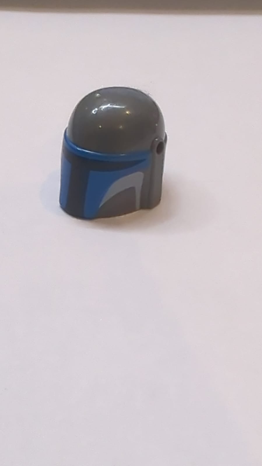 Minifigure, Headgear Helmet with Holes, SW Mandalorian with Blue and White Pattern