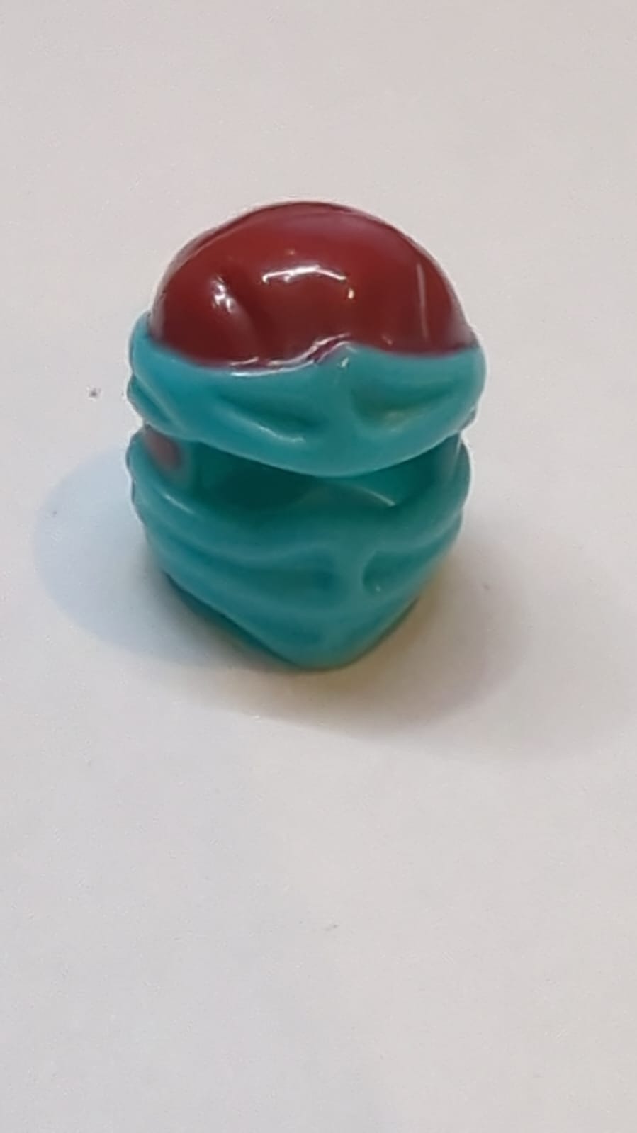 Kopfbedeckung Ninjago Wickel Typ 2 mit geformten dunkelazur Wickeln und Knotenmuster dunkelrot