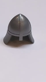 NEU Minifigur Kopfschutz Helm mit Nasenschutz mit schrägem Nackenprotektor pearlsilber