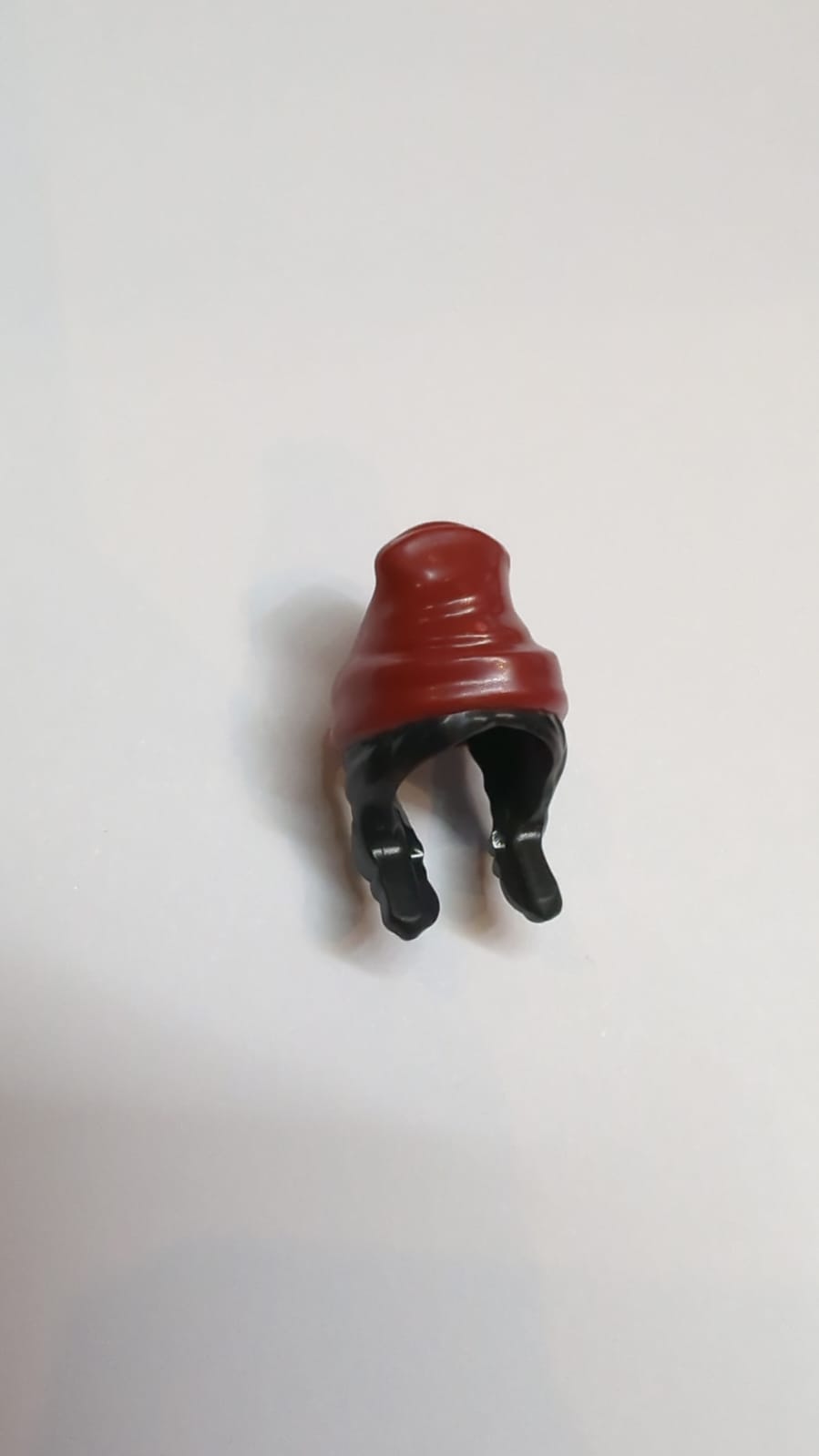 Minifigure, Hair Combo, Hair with Hat, 2 Braids over Shoulders with Molded Dark Red Beanie Pattern