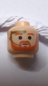 Kopf mit dunkelorangefarbenem Randbart (unterhalb des Mundes) und Augenbrauen, goldenes Headset-Muster (SW Obi-Wan Kenobi) nougat (hell)