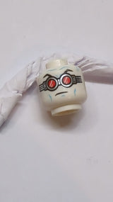 Kopfschutzbrille Silber mit roten Gläsern, mittleres Azurblau Faltenmuster (Mr. Freeze) weiß