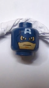 Maskenhaupt für Männer mit Augenlöchern und Buchstabe A auf der Stirn, Kinnriemen, Lächelmuster (Captain America) dunkelblau