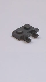 NEU Platte, modifiziert 1 x 2 mit 2 offenen O Clips (Horizontal) neudunkelgrau