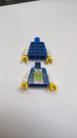 NEU Torso Flanellweste über weißem Hemd mit Lime Z-Blob auf Korallenspritzer, leuchtend grünes Kragenmuster / weiße Arme / gelbe Hände