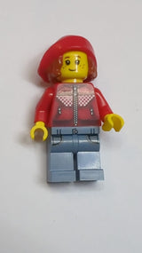NEU Minifigur weiblich, mit rotem Hut, Sommersprossen