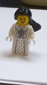 NEU weibliche Minifigur, Braut, lange schwarze Haare