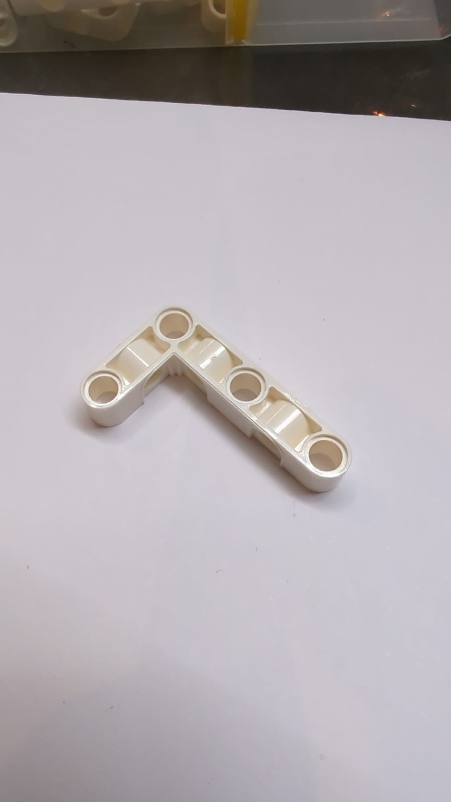 NEU Technik, Liftarm, Modifizierte Löcher, Gebogenes Dickes L-förmiges Teil 3 x 5 weiß