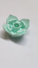 NEU Pflanze Blüte 2 x 2 mit 4 Blättern und Achsloch aqua (hell)