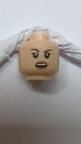 Kopf doppelseitig weiblich, schwarze Augenbrauen, Nougat-Lippen, neutral mit Grübchen und hochgezogener Augenbraue / offenes Stirnrunzeln-Muster nougat (hell)